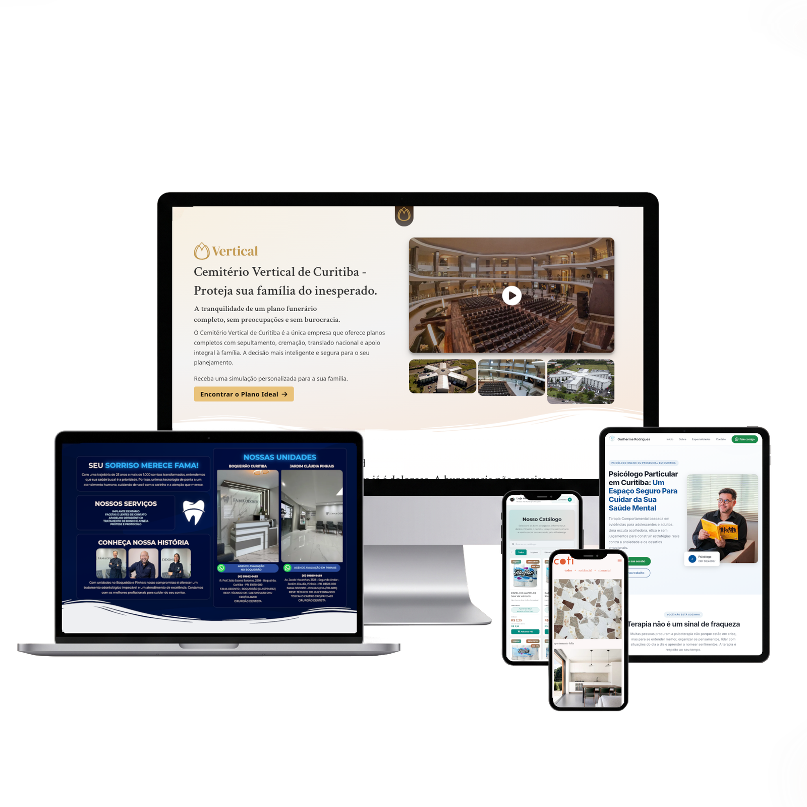 Mockup dos sites profissionais criados pela CWB seuNegócio Online